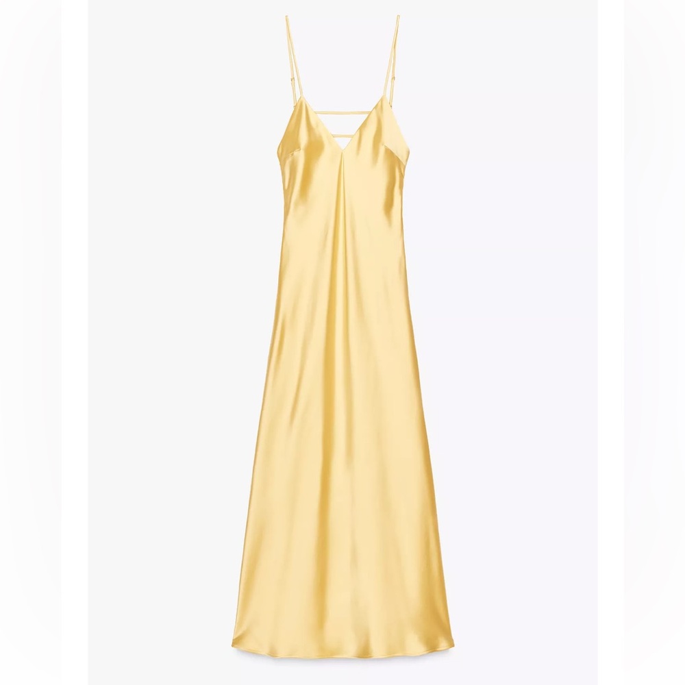 Zara Yellow Maxi Dress Satin Elegance